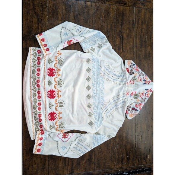 Adore Embroidered Full-zip Hoodie Large White Floral Flowers Boho Colorful - Picture 12 of 13